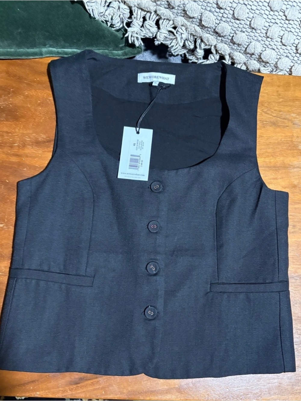 NWT WeWoreWhat Tailored Waistcoat Vest Black XS Minimalist